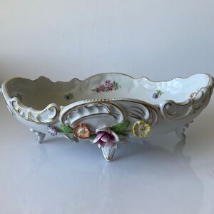 Antique Dresden Porcelain Oval Bowl Made in Germany Circa 1910-1930s